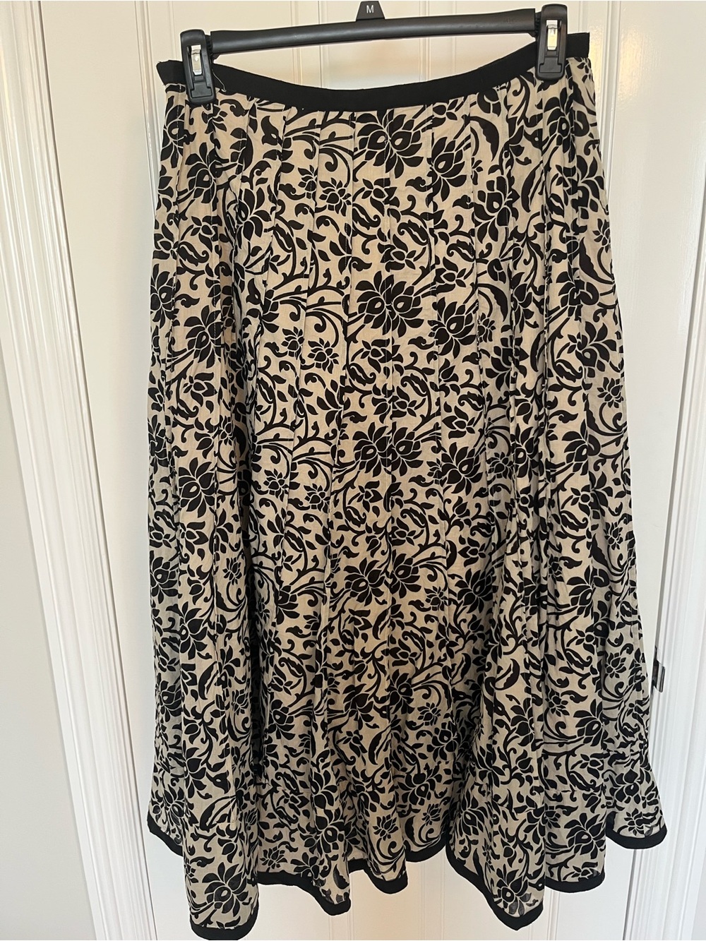 Ralph Lauren Boho Black & Beige Floral Maxi A-Line Skirt Size 10